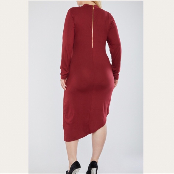 Plus Size Burgundy Choker Neck Dress 2X - Picture 3 of 3